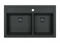 Črno, dvojno, granitno korito za kuhinjo Alveus Atrox 50 A90 Black edition