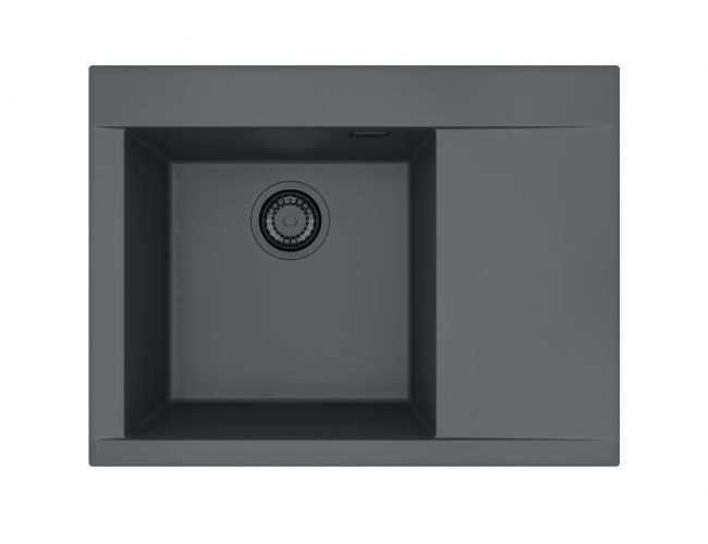 črno kuhinjsko korito z odcejalno površino s črnim sifonom, black edition